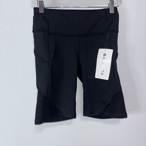Athleta Contender 9in‎ Bike Shorts Black PowerLift Mid Rise XS NWT Yoga Fit